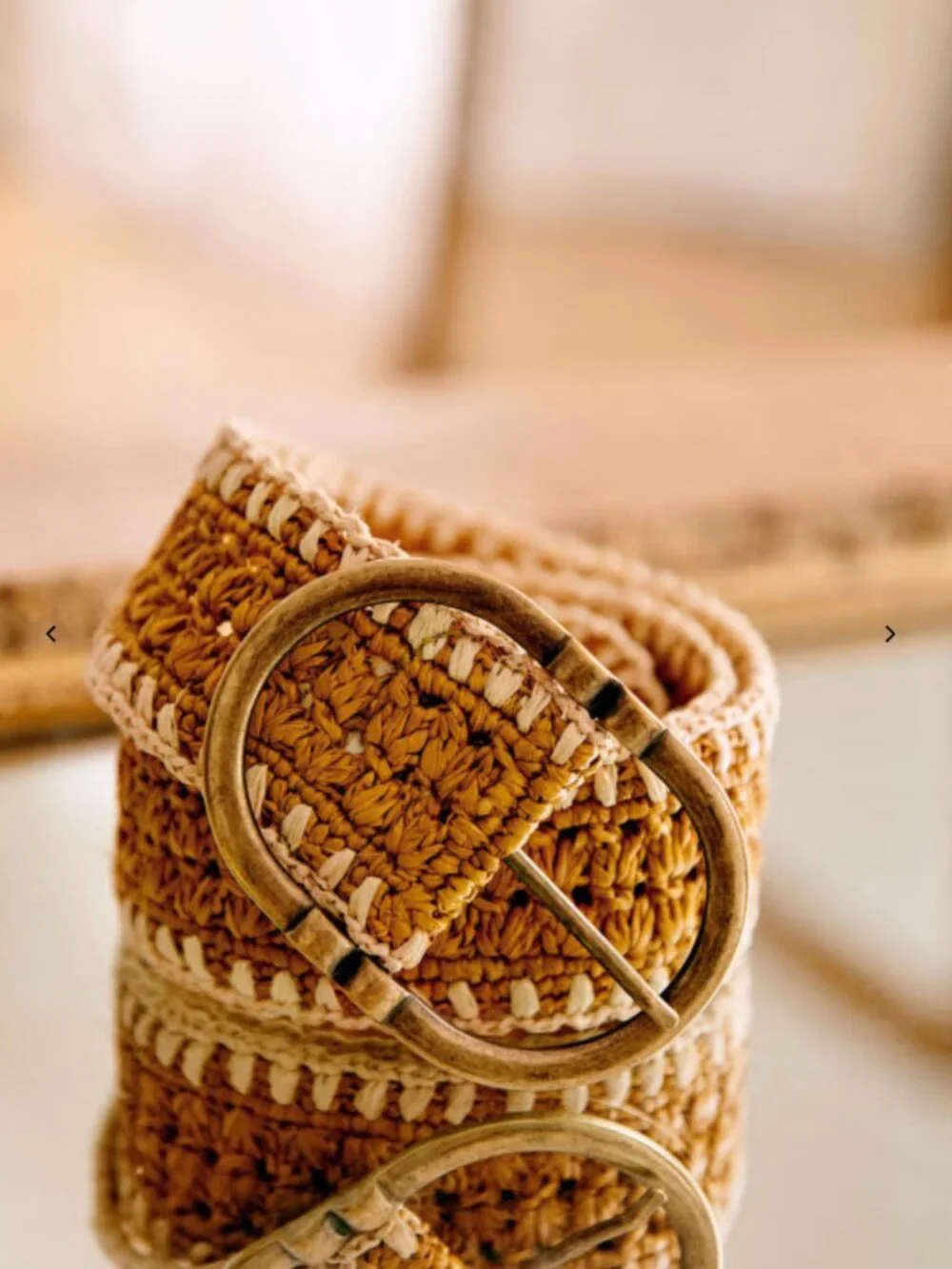 NWT Sezane Fétiche Belt Natural ochre raffia